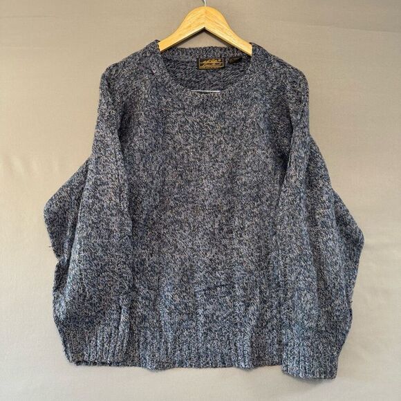 Eddie Bauer Women’s Grey Round Neck Wool Blend Sweater Size Large Vintage - Picture 1 of 10